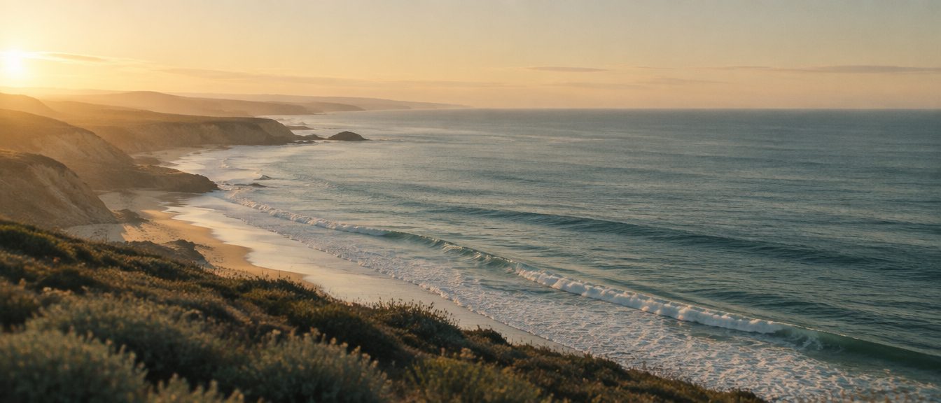 The Southern California coastline at early morning light